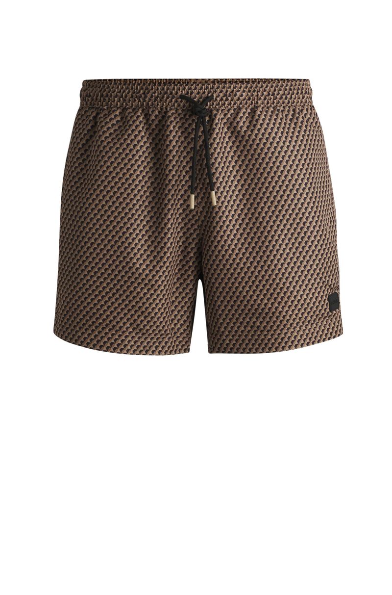 Shorts De Banho Com Fio Na Cintura E Estampado Integral