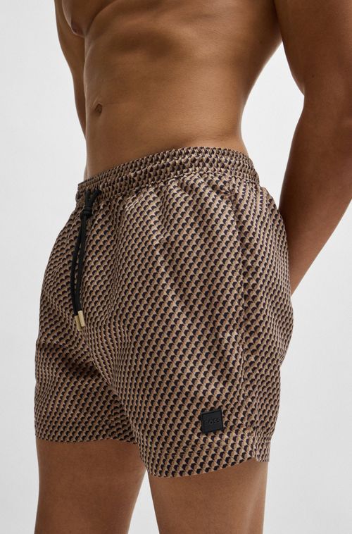 Shorts De Banho Com Fio Na Cintura E Estampado Integral