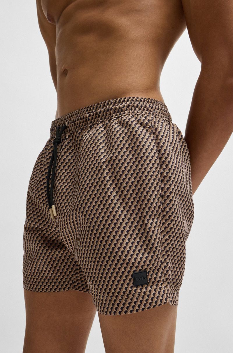 Shorts De Banho Com Fio Na Cintura E Estampado Integral