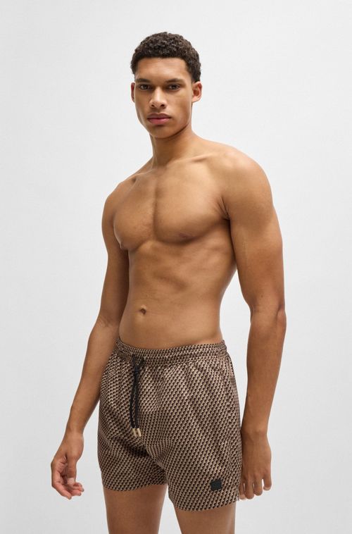 Shorts De Banho Com Fio Na Cintura E Estampado Integral