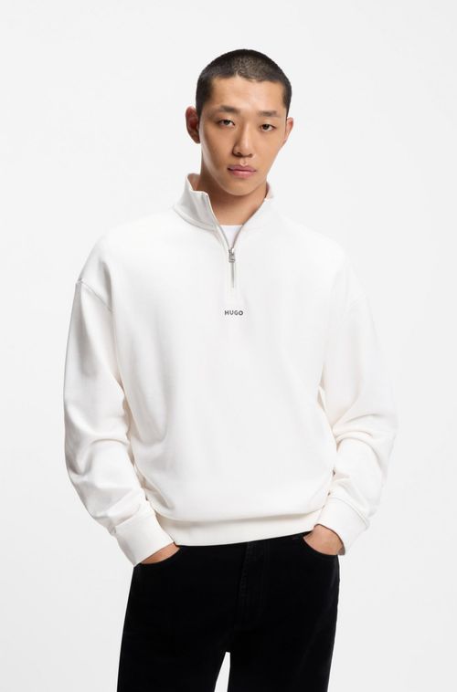 Moletom Em Terry De Algodão Com Fecho E Logo Estampado