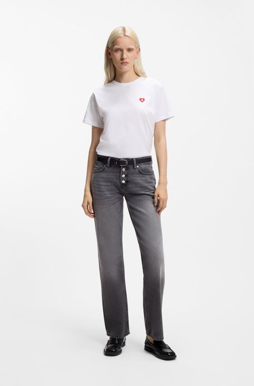 Camiseta Em Jersey De Algodão Com Logo De Coração