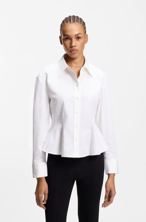 Blusa De Ajuste Descontraído Com Bainha De Peplum