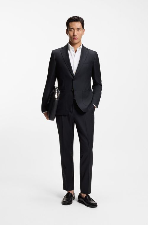 Blazer De Ajuste Regular Em Lã Virgem Estampada