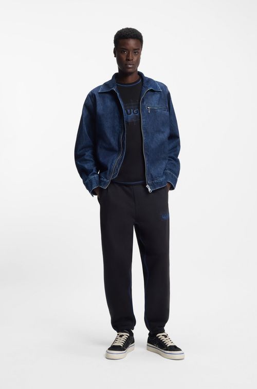 Camiseta Em Jersey De Algodão Com Logo E Costura Contrastante