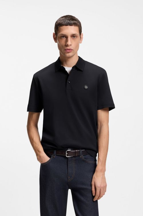 Polo De Algodão Mercerizado Com Monograma Double B
