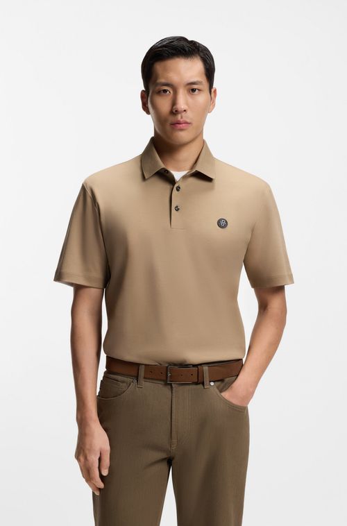 Polo De Algodão Mercerizado Com Monograma Double B