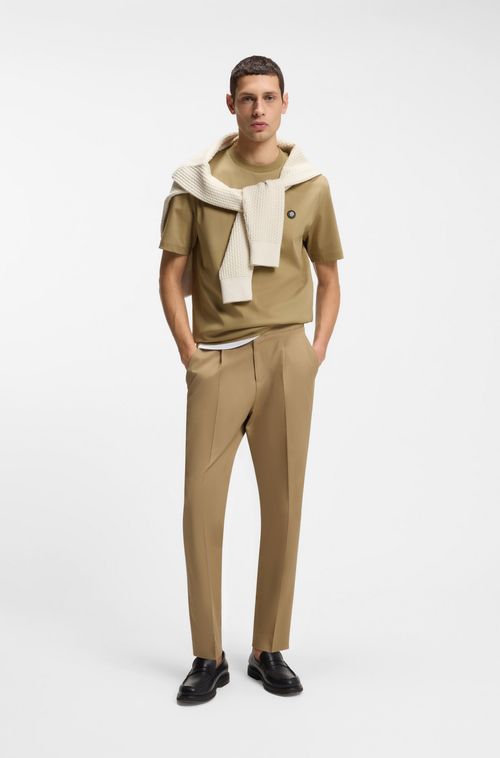 Camiseta De Algodão Mercerizado Com Monograma Double B