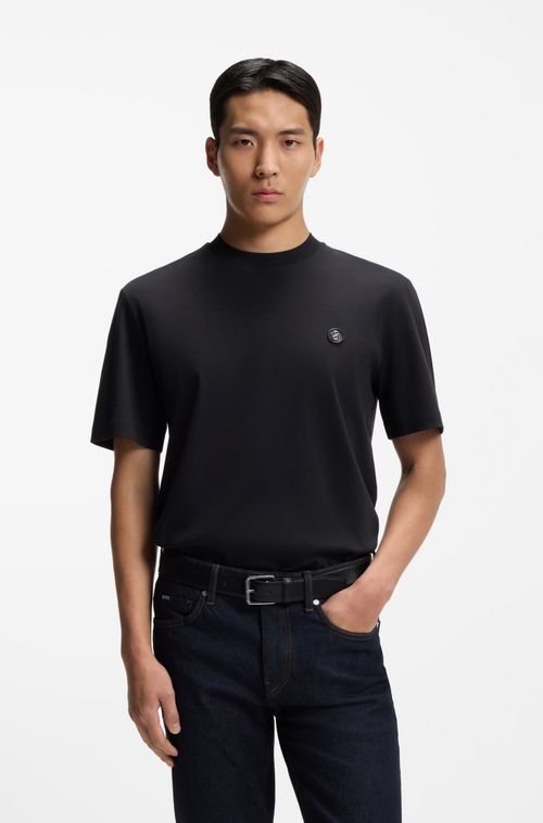 Camiseta De Algodão Mercerizado Com Monograma Double B