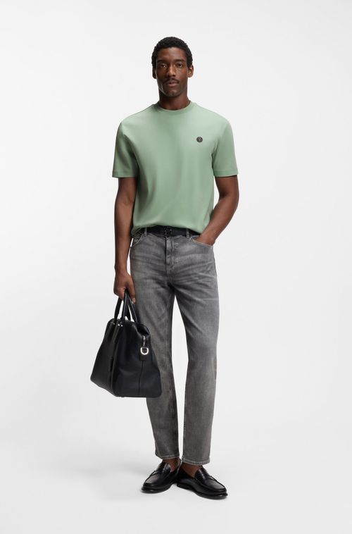 Camiseta De Algodão Mercerizado Com Monograma Double B