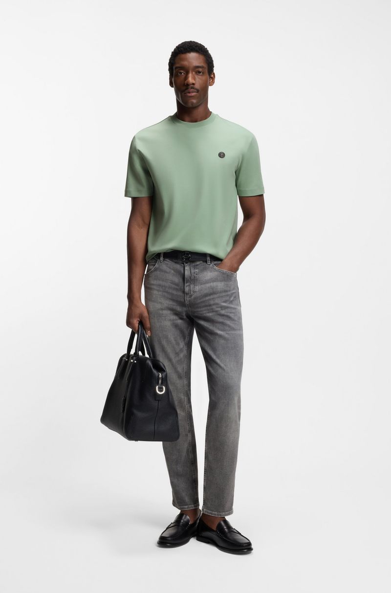 Camiseta De Algodão Mercerizado Com Monograma Double B