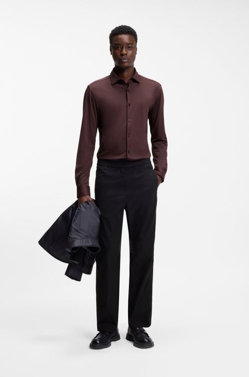 Camisa De Ajuste Slim Em Jersey Elástico De Alto Desempenho