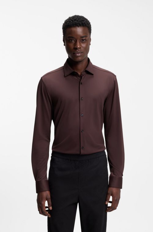 Camisa De Ajuste Slim Em Jersey Elástico De Alto Desempenho