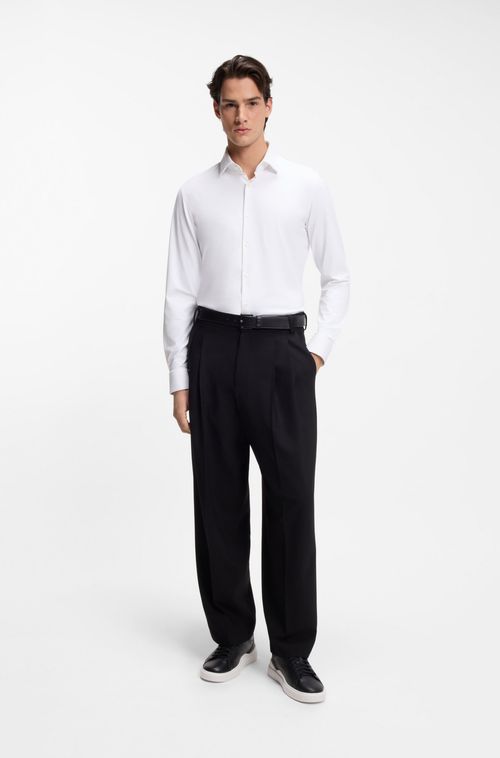 Camisa Slim Fit Em Jersey Stretch De Desempenho