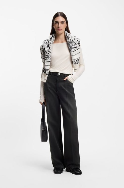 Calças Jeans Cinza Rígida De Ajuste Relaxado