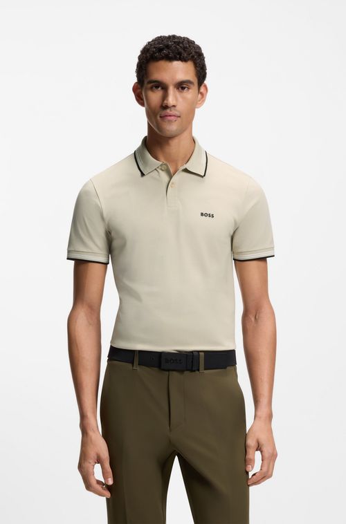 Polo De Ajuste Slim Em Algodão Elástico