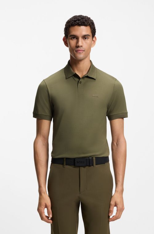 Polo De Ajuste Slim Em Algodão Elástico