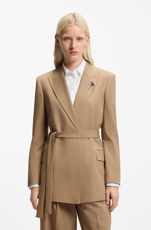 Blazer De Ajuste Regular Em Tecido Elástico