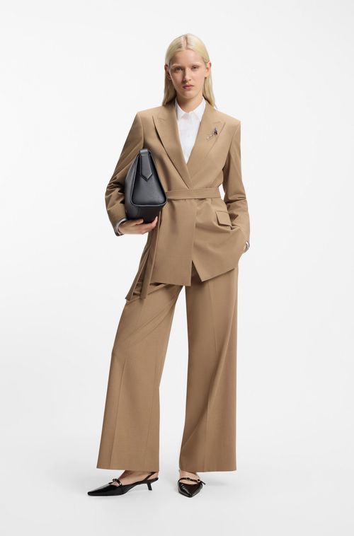 Blazer De Ajuste Regular Em Tecido Elástico