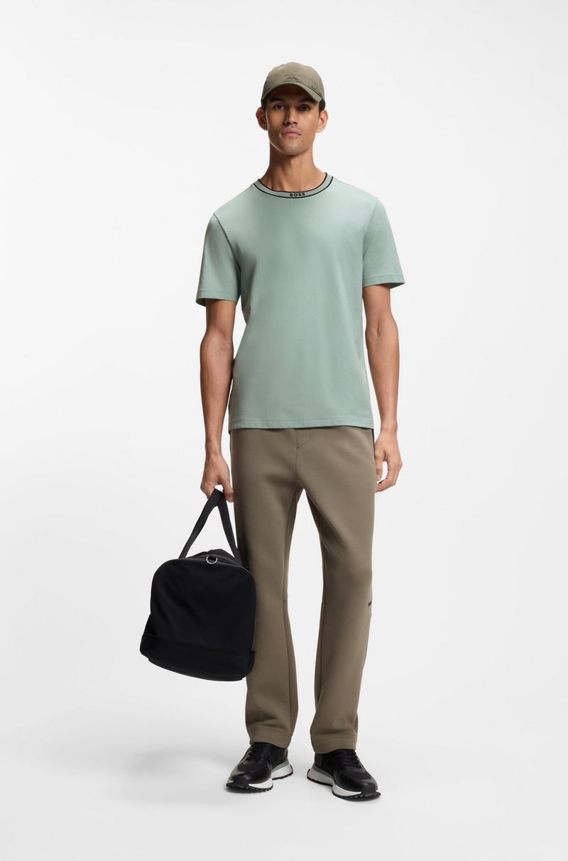 Camiseta Em Jersey De Algodão Com Colarinho De Logo