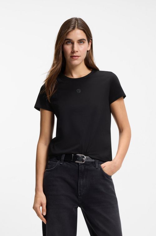 Camiseta De Ajuste Regular Em Algodão Mercerizado