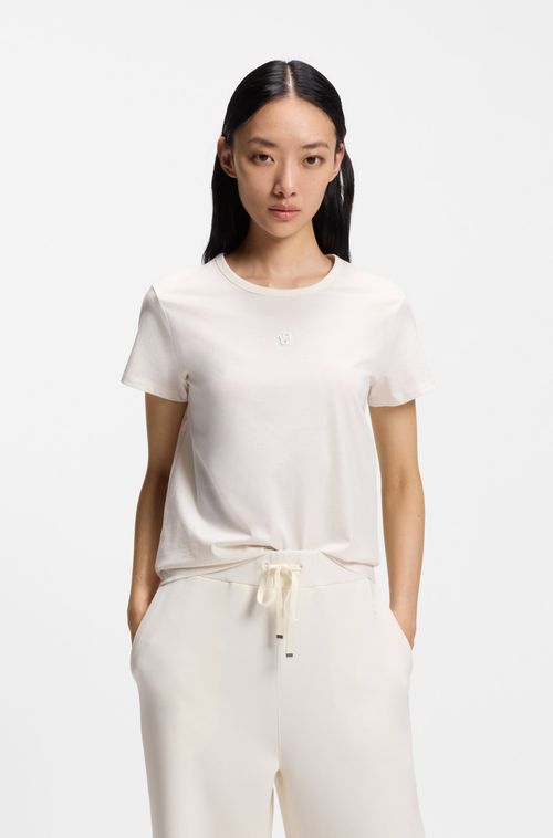 Camiseta De Ajuste Regular Em Algodão Mercerizado