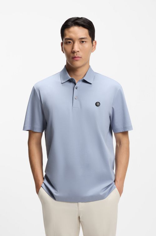 Polo De Algodão Mercerizado Com Monograma Double B