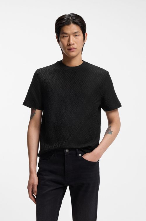 Camiseta De Algodão Mercerizado Com Jacquard De Monograma