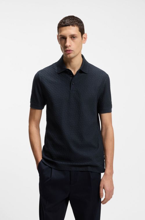 Polo De Algodão Com Jacquard De Monograma