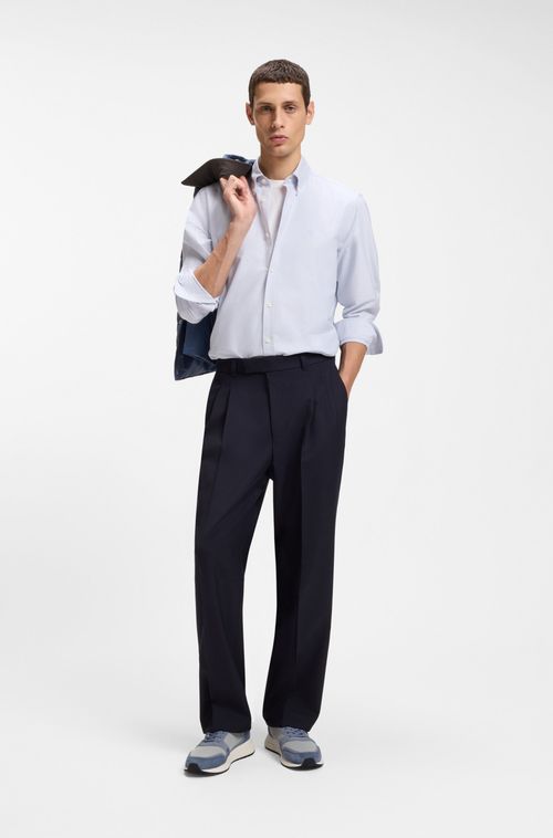 Camisa De Ajuste Regular Em Algodão Oxford