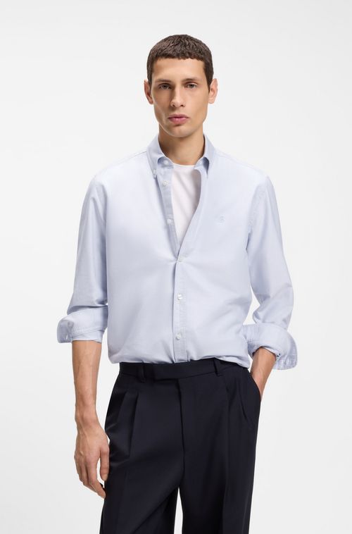 Camisa De Ajuste Regular Em Algodão Oxford