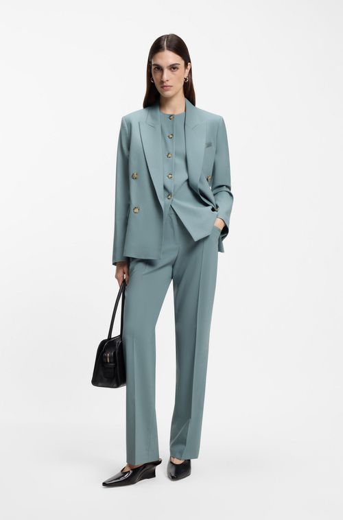 Blazer De Ajuste Regular Em Lã Virgem