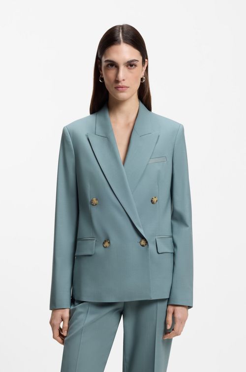 Blazer De Ajuste Regular Em Lã Virgem