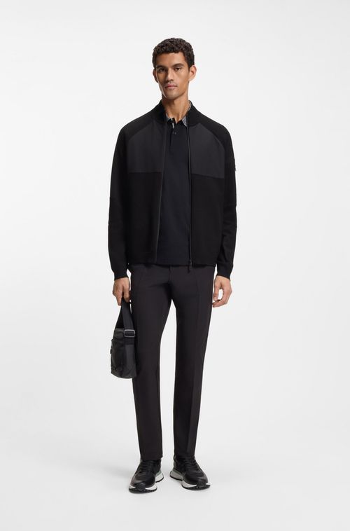 Casaco Em Malha Com Tecido Waffle