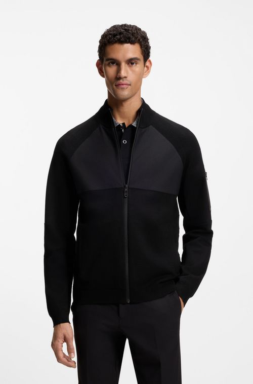 Casaco Em Malha Com Tecido Waffle