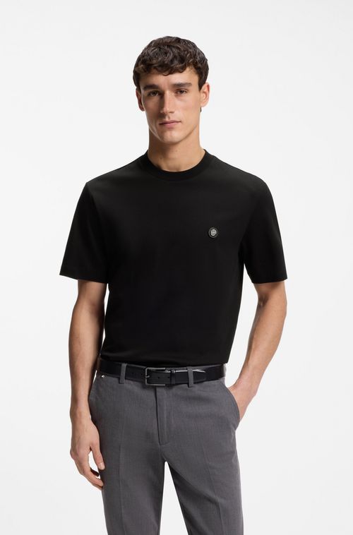 Camiseta De Algodão Mercerizado Com Monograma Double B