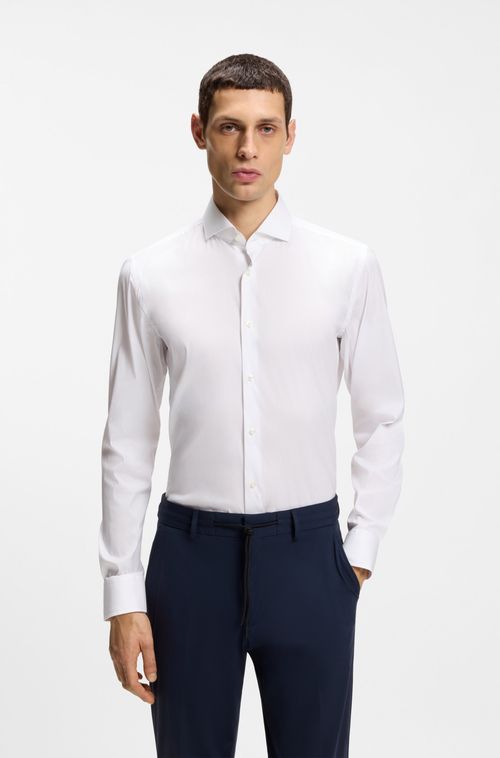 Camisa Slim Fit Em Popeline De Algodão Easy Iron