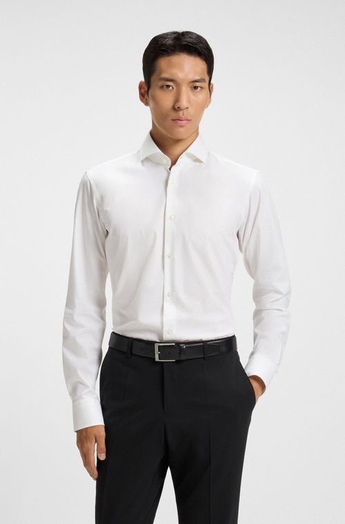 Camisa Regular Fit Em Sarja De Algodão Stretch