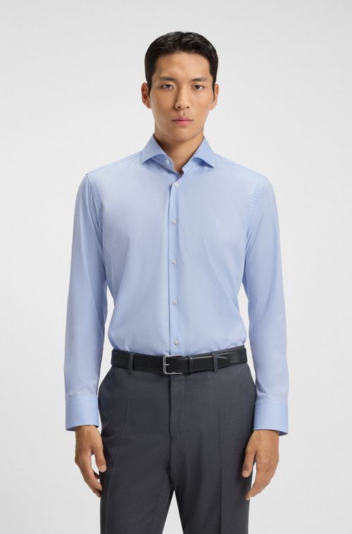 Camisa Regular Fit Em Sarja De Algodão Stretch