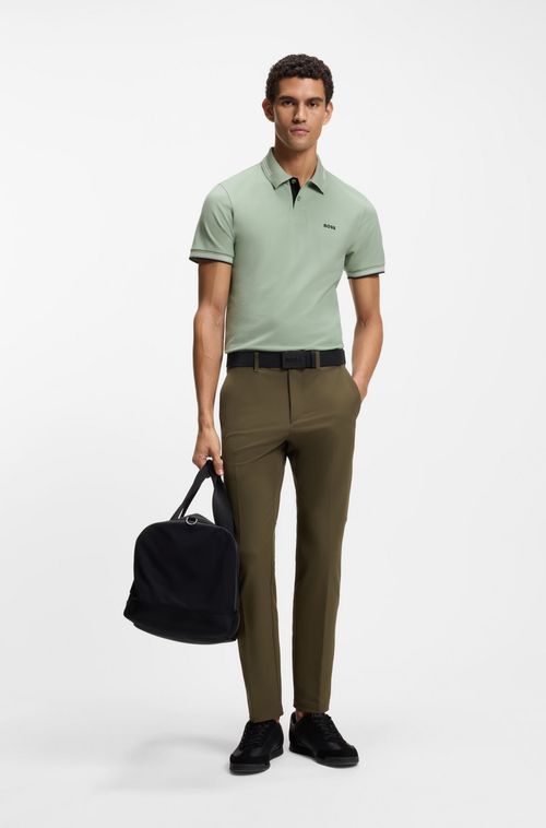 Polo De Ajuste Slim Em Algodão Elástico