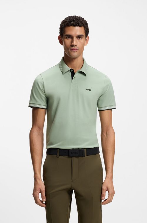 Polo De Ajuste Slim Em Algodão Elástico