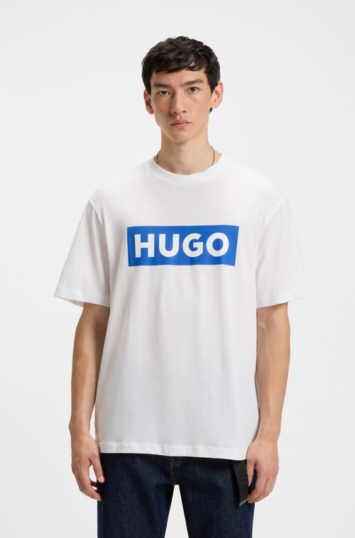 Camiseta De Algodão Jersey Com Logo Azul