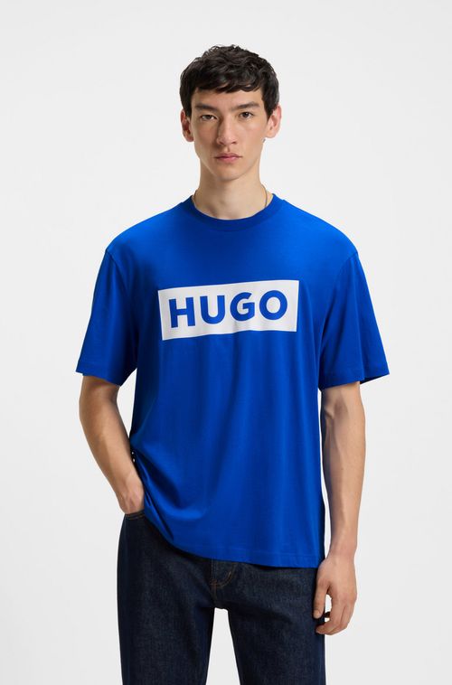 Camiseta De Algodão Jersey Com Logo Azul