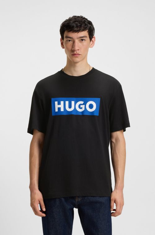 Camiseta De Algodão Jersey Com Logo Azul