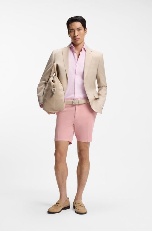 Camisa De Ajuste Slim Em Algodão Estruturado