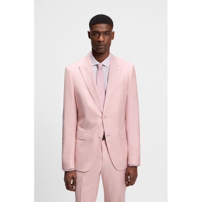 Blazer De Ajuste Slim Em Lã, Seda E Linho