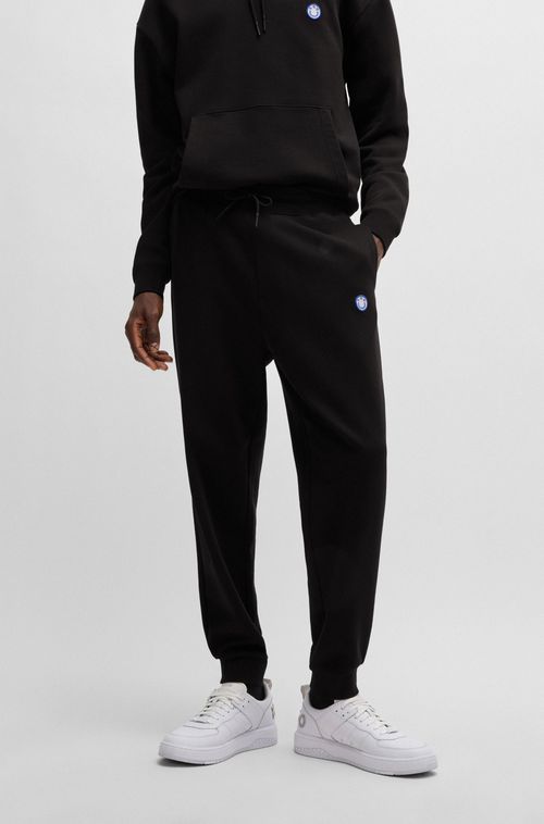 Calças De Treino Em Algodão Com Remendo De Logo Sorridente