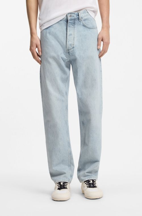 Calças Jeans De Ajuste Regular Em Jeans Azul-Clara