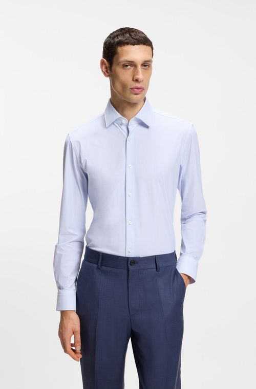 Camisa De Ajuste Slim Em Jersey Elástico De Alto Desempenho