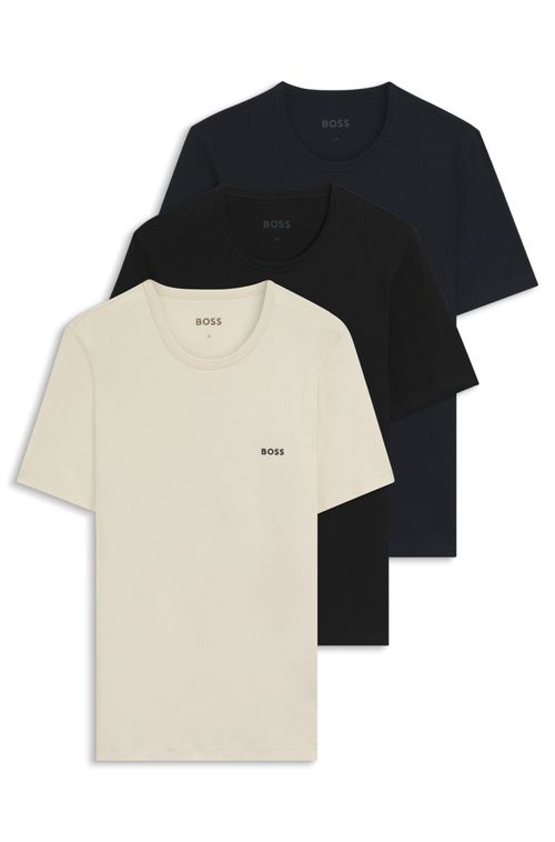Pack De Três Camisetas Em Algodão Com Logo Bordado